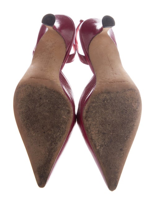 Manolo Blahnik Leather Bow Accents Slingback Pumps