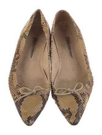 Manolo Blahnik Snakeskin Animal Print Ballet Flats