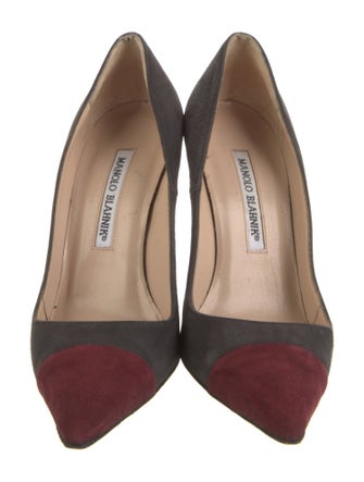 Manolo Blahnik Suede Colorblock Pattern Pumps
