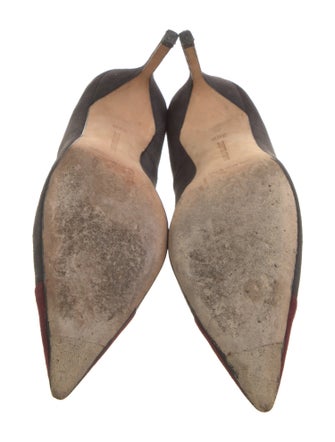 Manolo Blahnik Suede Colorblock Pattern Pumps