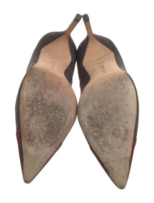 Manolo Blahnik Suede Colorblock Pattern Pumps