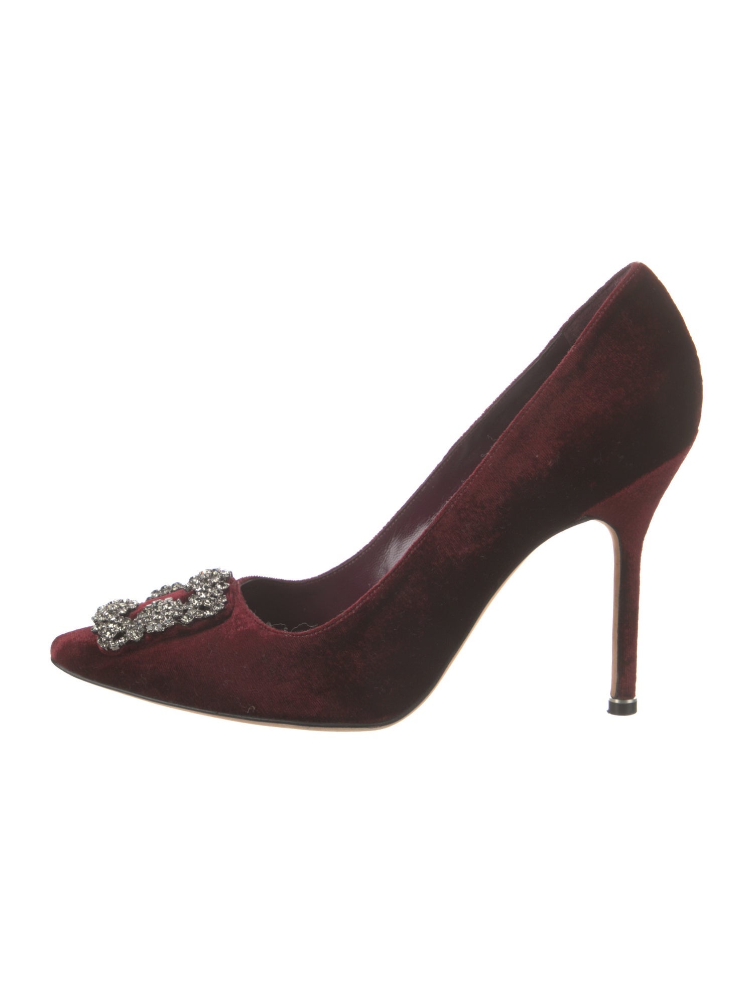 Manolo Blahnik Velvet Crystal Embellishments Pumps