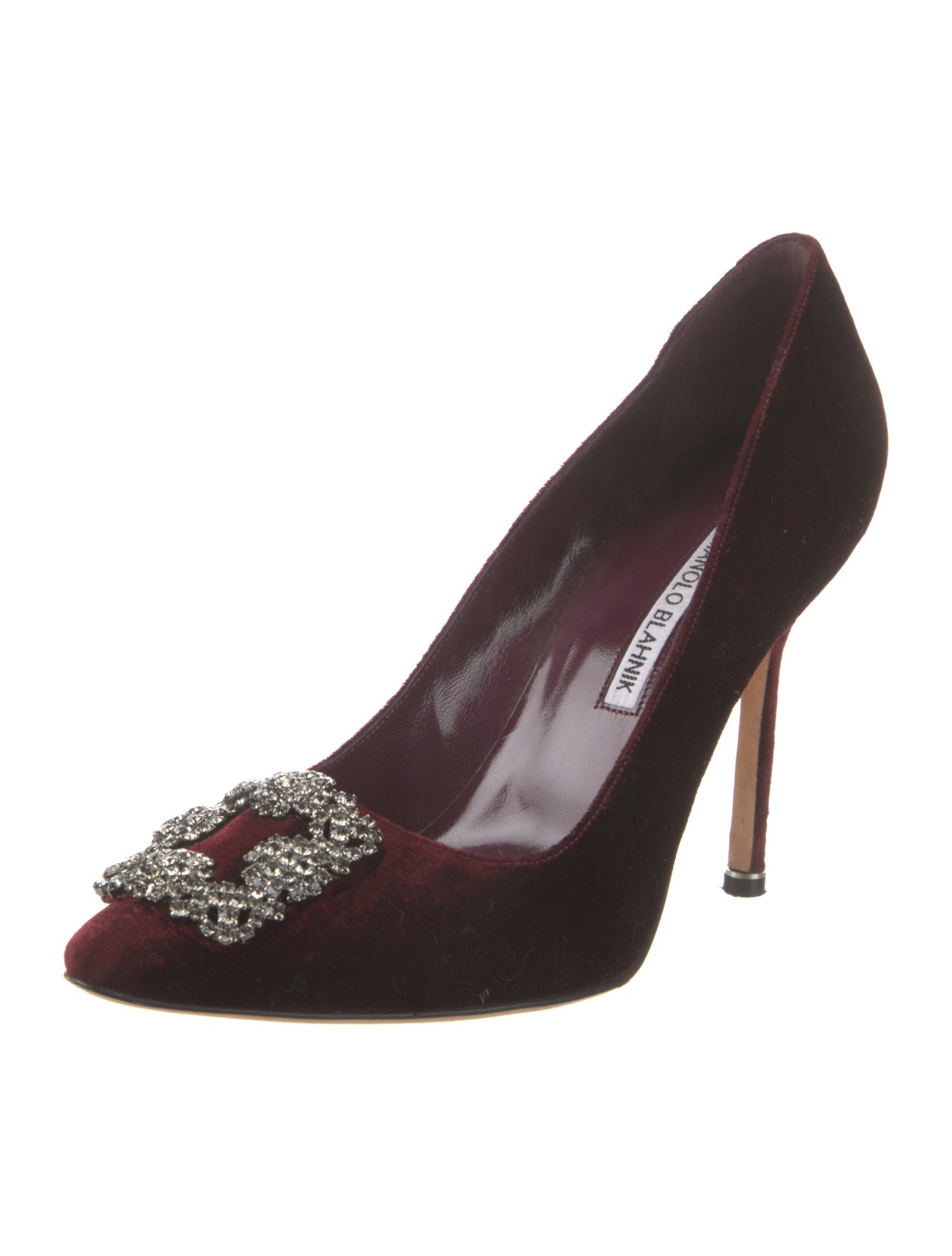 Manolo Blahnik Velvet Crystal Embellishments Pumps
