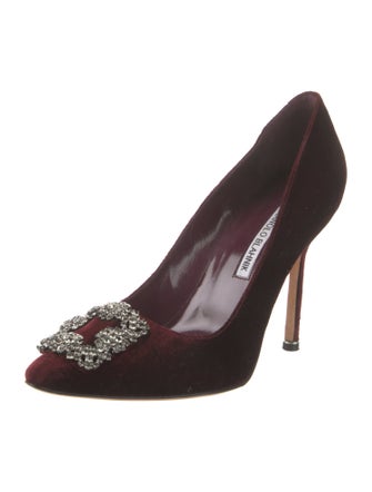 Manolo Blahnik Velvet Crystal Embellishments Pumps