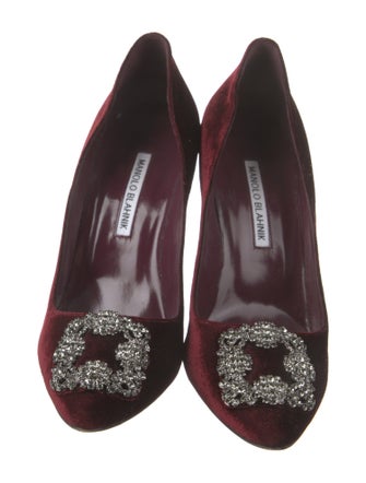 Manolo Blahnik Velvet Crystal Embellishments Pumps