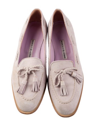 Manolo Blahnik Suede Tassel Accents Loafers