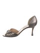 Manolo Blahnik Leather Crystal Embellishments D'Orsay Pumps