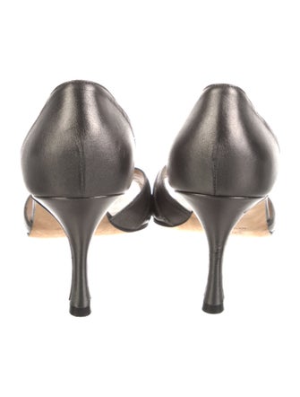 Manolo Blahnik Leather Crystal Embellishments D'Orsay Pumps