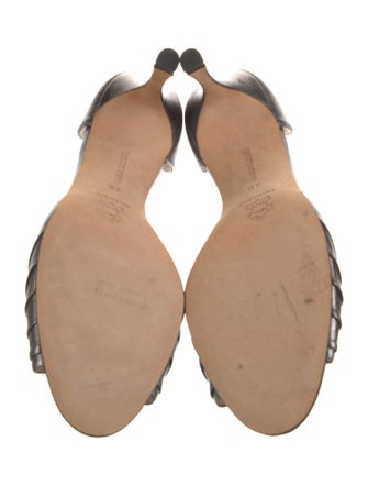 Manolo Blahnik Leather Crystal Embellishments D'Orsay Pumps