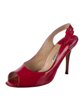Manolo Blahnik Patent Leather Slingback Sandals