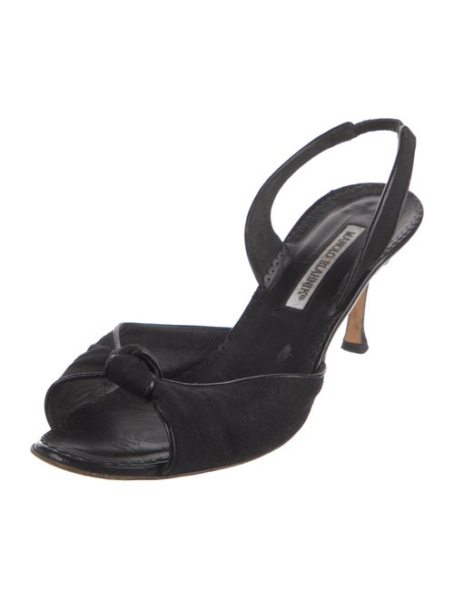 Manolo Blahnik Satin Crystal Embellishments Slingback Sandals