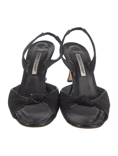 Manolo Blahnik Satin Crystal Embellishments Slingback Sandals