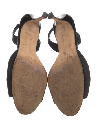 Manolo Blahnik Satin Crystal Embellishments Slingback Sandals