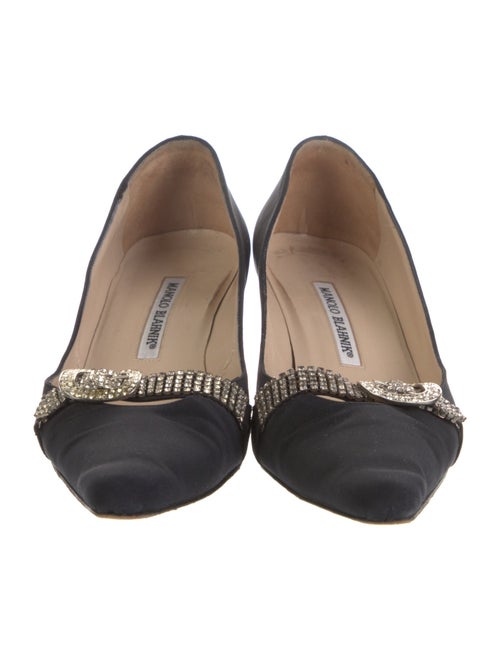 Manolo Blahnik Satin Crystal Embellishments Pumps