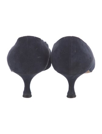 Manolo Blahnik Camellia Accent Suede Pumps