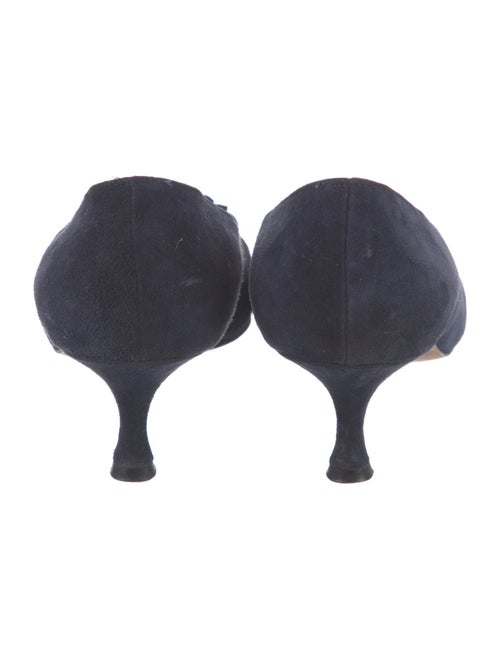 Manolo Blahnik Camellia Accent Suede Pumps