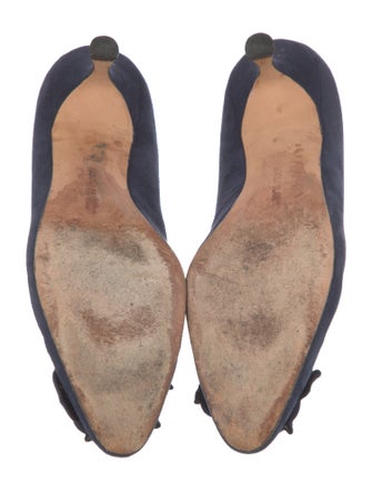 Manolo Blahnik Camellia Accent Suede Pumps