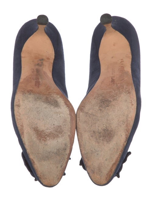 Manolo Blahnik Camellia Accent Suede Pumps