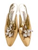 Manolo Blahnik Embossed Leather Crystal Embellishments Mules