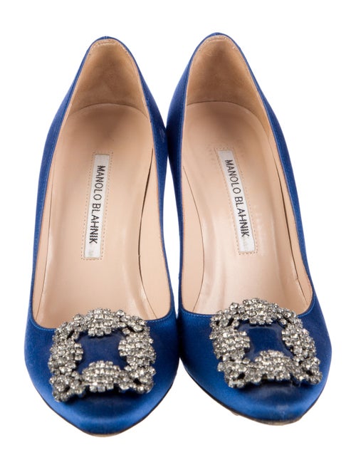 Manolo Blahnik Satin Crystal Embellishments Pumps