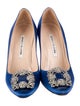 Manolo Blahnik Satin Crystal Embellishments Pumps