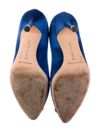 Manolo Blahnik Satin Crystal Embellishments Pumps