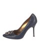 Manolo Blahnik Leather Crystal Embellishments Pumps