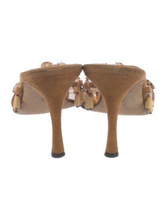 Manolo Blahnik Suede Beaded Accents Slides