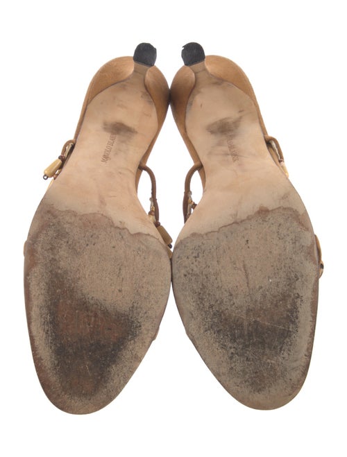 Manolo Blahnik Suede Beaded Accents Slides