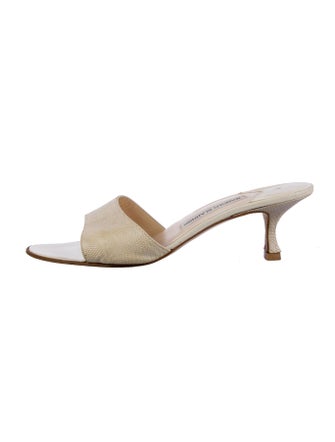 Manolo Blahnik Embossed Leather Slides