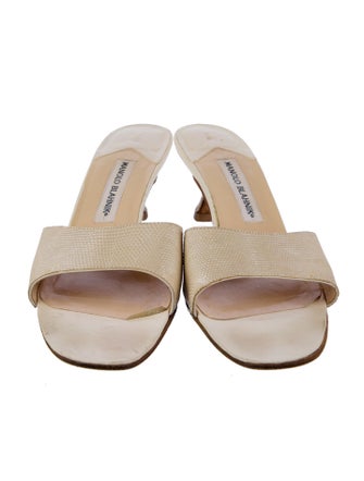 Manolo Blahnik Embossed Leather Slides
