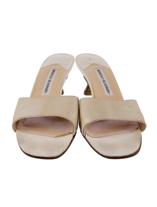 Manolo Blahnik Embossed Leather Slides