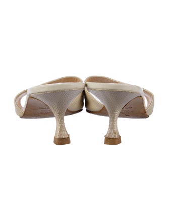Manolo Blahnik Embossed Leather Slides