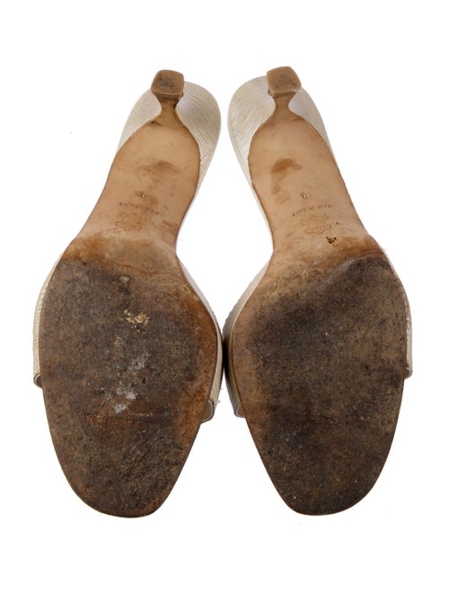 Manolo Blahnik Embossed Leather Slides