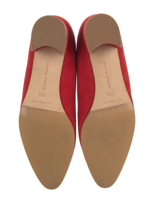Manolo Blahnik Suede Crystal Embellishments Flats