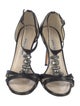 Manolo Blahnik Leather Crystal Embellishments T-Strap Sandals