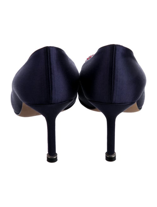 Manolo Blahnik Satin Crystal Embellishments Pumps