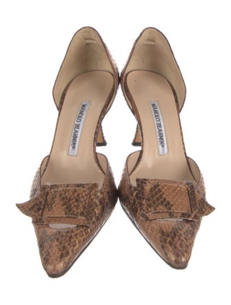 Manolo Blahnik Snakeskin Animal Print D'Orsay Pumps