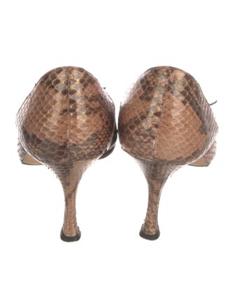 Manolo Blahnik Snakeskin Animal Print D'Orsay Pumps