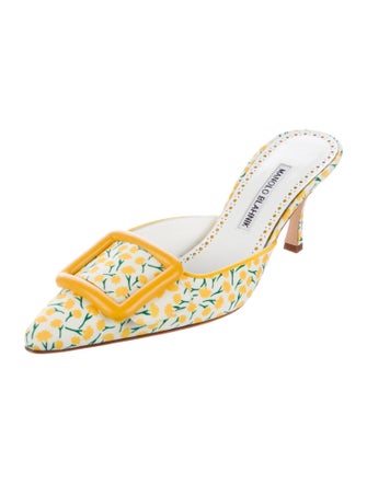 Manolo Blahnik Floral Print Mules