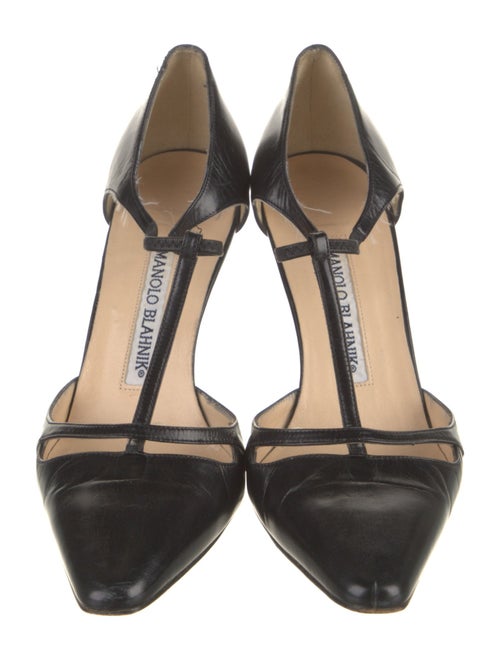Manolo Blahnik Leather T-Strap Pumps