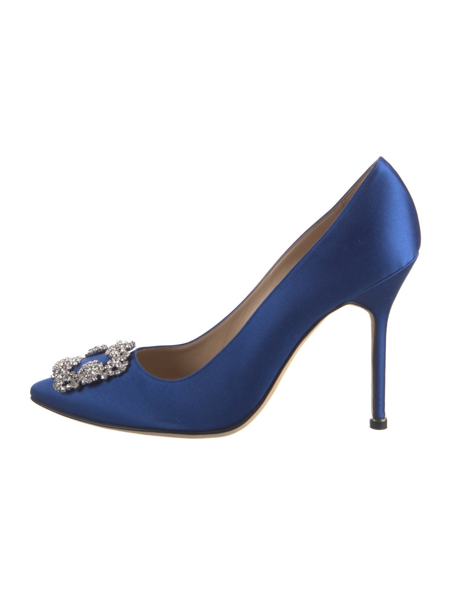 Manolo Blahnik Satin Crystal Embellishments Pumps