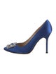 Manolo Blahnik Satin Crystal Embellishments Pumps