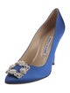Manolo Blahnik Satin Crystal Embellishments Pumps