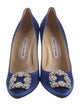 Manolo Blahnik Satin Crystal Embellishments Pumps