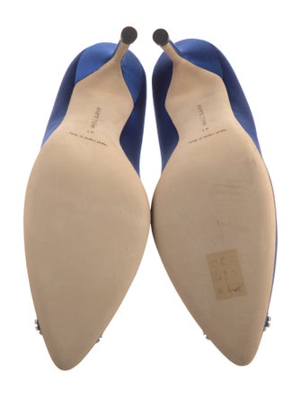 Manolo Blahnik Satin Crystal Embellishments Pumps