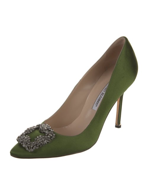 Manolo Blahnik Satin Crystal Embellishments Pumps