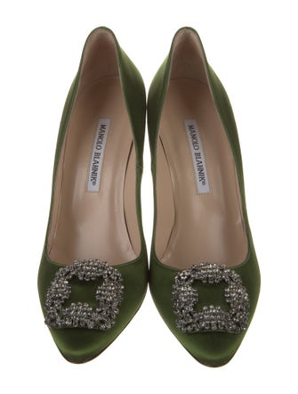 Manolo Blahnik Satin Crystal Embellishments Pumps