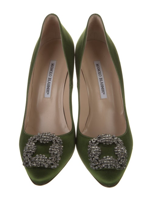 Manolo Blahnik Satin Crystal Embellishments Pumps