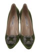 Manolo Blahnik Satin Crystal Embellishments Pumps